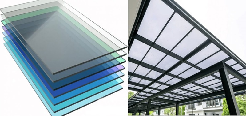 Mái che sân thượng bằng nhựa polycarbonate