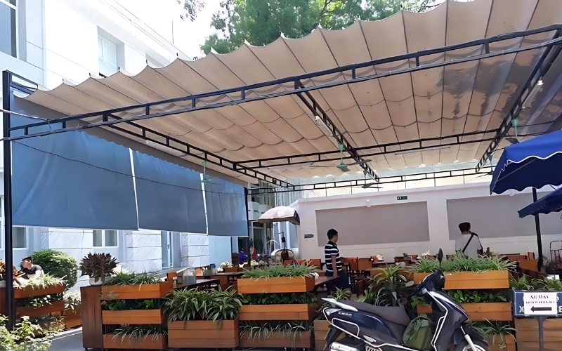 Mái che ban công quán cafe, cửa hàng